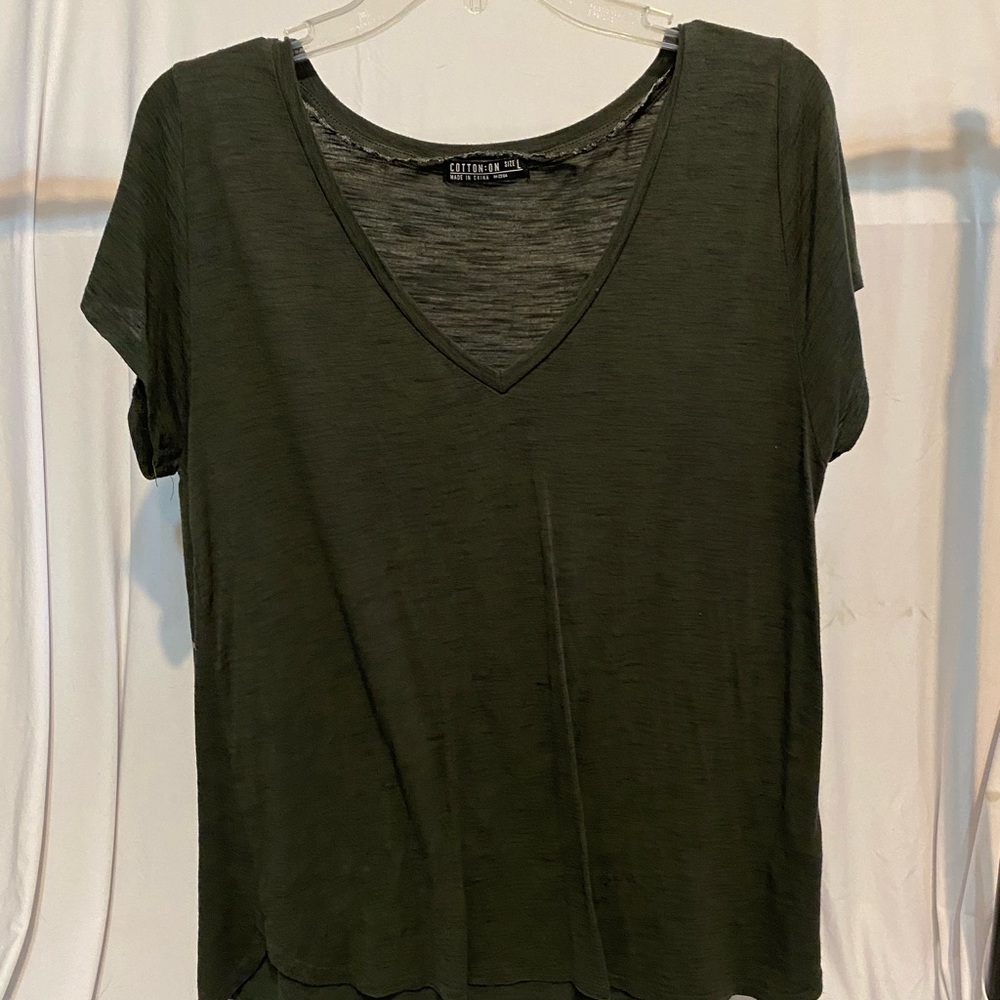 olive green basic v neck